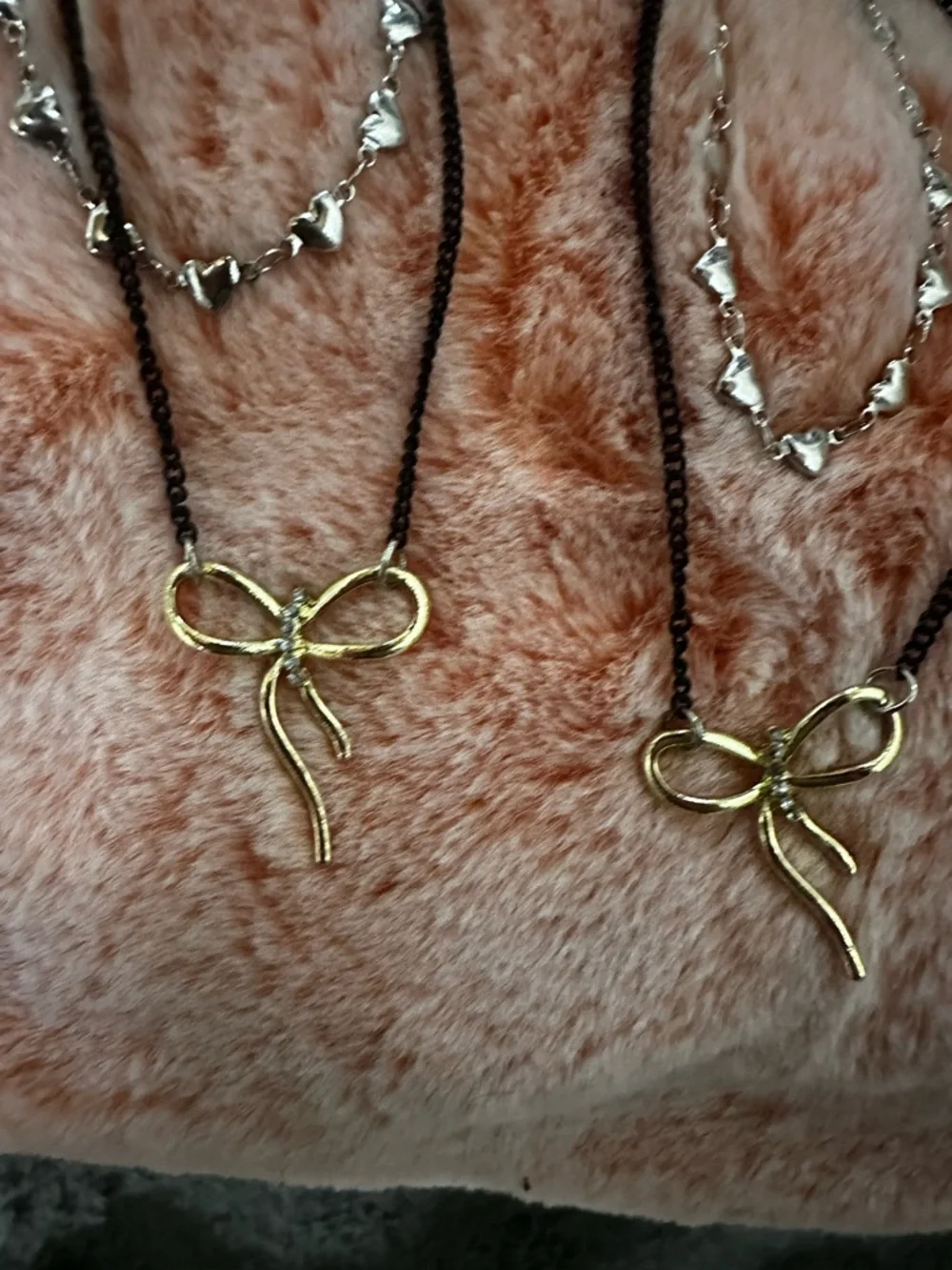 NWT  Nordstrom Ruby & Ry Kids Layered Bow Necklace Set Of 2 Mixed Metals